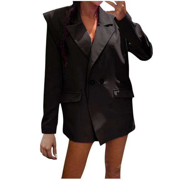 WXLWZYWL Blazers for Women Business Casual Oversized Lapel Button Down Solid Work Office Blazer Jacket Open Front Long Sleeve Blazer with Pockets