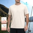 thumbnail image 4 of Havenx Rashguard Swim Shirts for Men Short Sleeve Sun Protection Upf 50+ Tshirt Fast Dry Moisture Wicking Rash Guard Athletic Workout Casual Loose Fit Running Swim Tops,Beige L, 4 of 4
