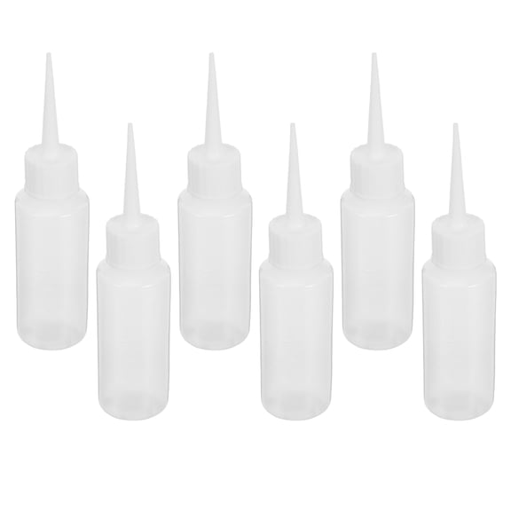 IBASETOY 6Pcs Plastic Squeeze Bottles for Liquids White Pointed Mouth for Home DIY Users of Beauty Seam Work