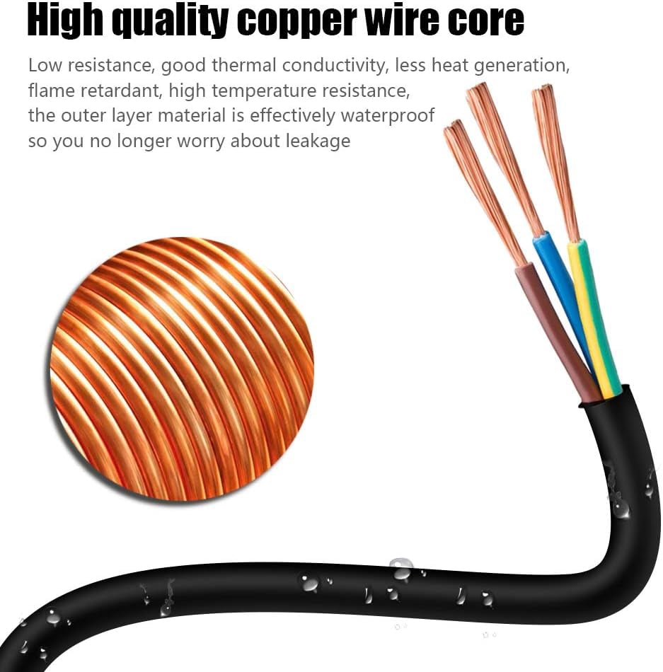 Hoease 3FT Outdoor Extension Cord, 12 Gauge 3-Outlet 15-Amp Heavy Duty Power Cord for Garden, Lawn, and Construction