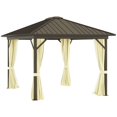 thumbnail image 1 of Outsunny Pavillon Extérieur à Toit Rigide 10 Pieds x 12 Pieds, Beige, 1 of 10