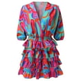 thumbnail image 5 of Kcodviy Femmes Printemps Été Manche Femmes Décontracté Été Col en V Imprimé Irrégulier Décontracté Robes d'Été pour Femmes Âgées Ourlet Robe Courte, 5 of 5
