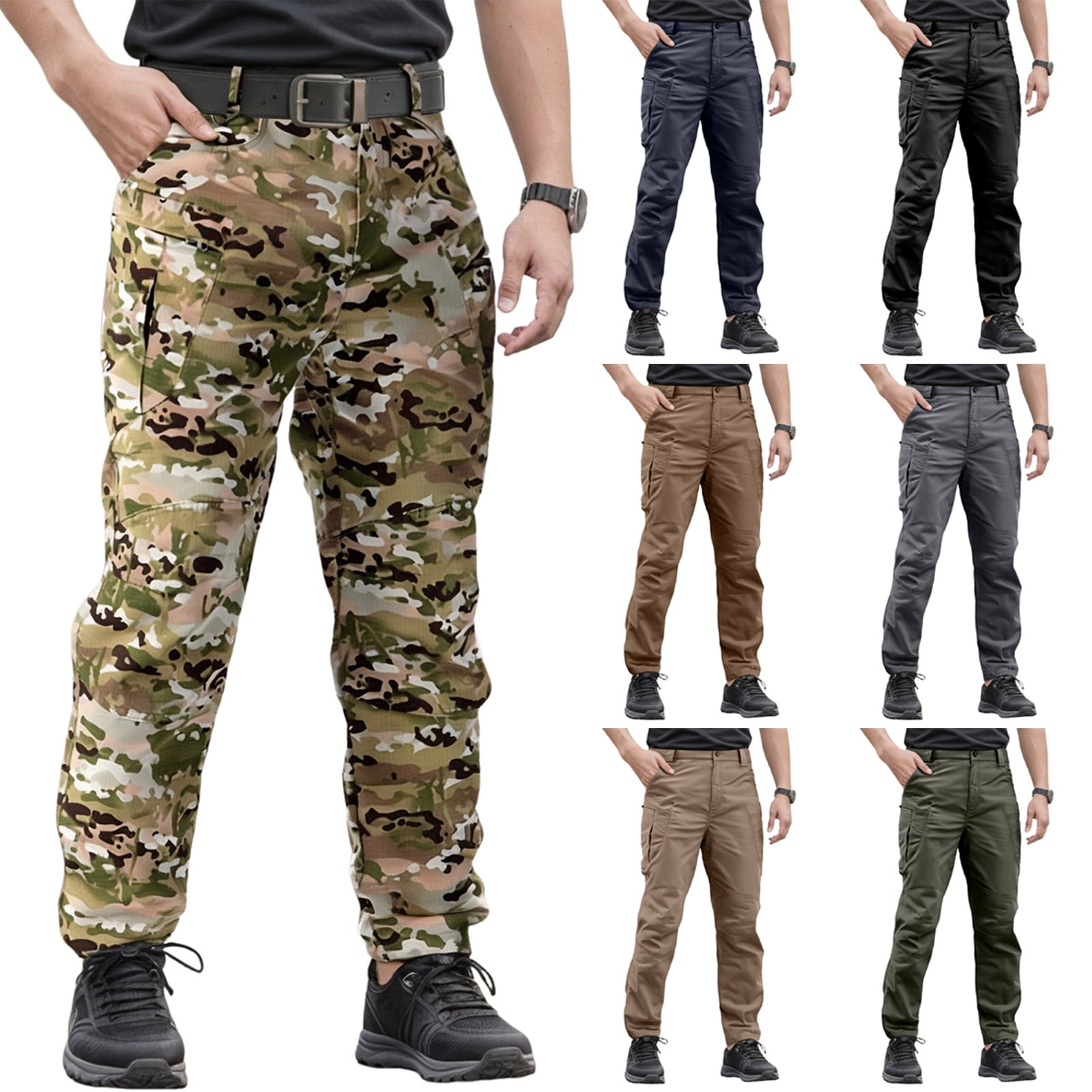 Black Cargo Pants Navy Blue Uniform Pants Tactical Cargo Pants for Men Outdoor Waterproof Quick Dry Hiking Pants Baggy Ripstop Work Multi Pocket Overalls Pant