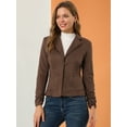 thumbnail image 3 of INSPIRE CHIC Women's Faux Suede Button up Casual Open Front Drawstring Long Sleeve Blazer, 3 of 6