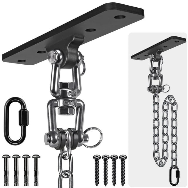 Hanging Kits Hammock Chair Hardware, Heavy Duty Swing Hanger with Chain for Indoor Outdoor Playground Hanging Hammock Chair Punching Bags, Screws, LB Capacity, .ft, Rotation