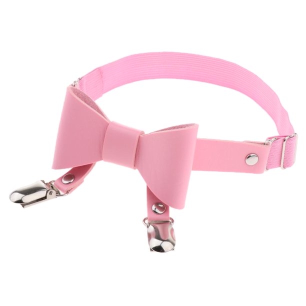 Liga de Pierna con Bowknot Clip Arnés de material cuero PU Punk Tirante de Calcetines Estancia de Camiseta Accesorios de Disfraces Cosplay Rosado BLESIY Correa elástica