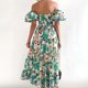 thumbnail image 4 of Vestido midi de línea A para mujer jersey con estampado floral informal cómodo vestido de playa de verano, 4 of 9