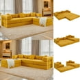 thumbnail image 3 of 108"W Corduroy Convertible Floor Sofa Bed, Oversized Compression Sofa with Pillows, No Assembly Required, Futon Lazy Boneless Couch Sleeper Sofa with Pull Out Bed Modular Futon Couch, Living Room, 3 of 17