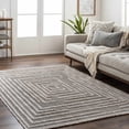 thumbnail image 4 of Hauteloom Lunao Farmhouse Living Room Bedroom Moroccan Square Pattern Abstract Runner Rug - Soft Shaggy High Low Carpet - High Pile - Bohemian, Boho - Gray, Brown, Beige, Cream - 2'7" x 7'3", 4 of 17