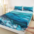 thumbnail image 4 of Homewish Blue Fashion Marbling Twin Sheet Sets for Women, Modern Abstract Ombre Twin Fitted Sheet, Marble Artwork Flat Sheet, Breathable Home Decor, 3 Pieces, 4 of 8