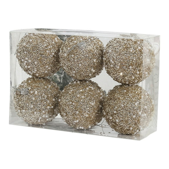 Christmas 6Pcs Christmas Ball Ornaments Glitter Sequin Foam Ornaments,Hanging Christmas Tree Ball Decorations Indoor Outdoor Christmas Decorations