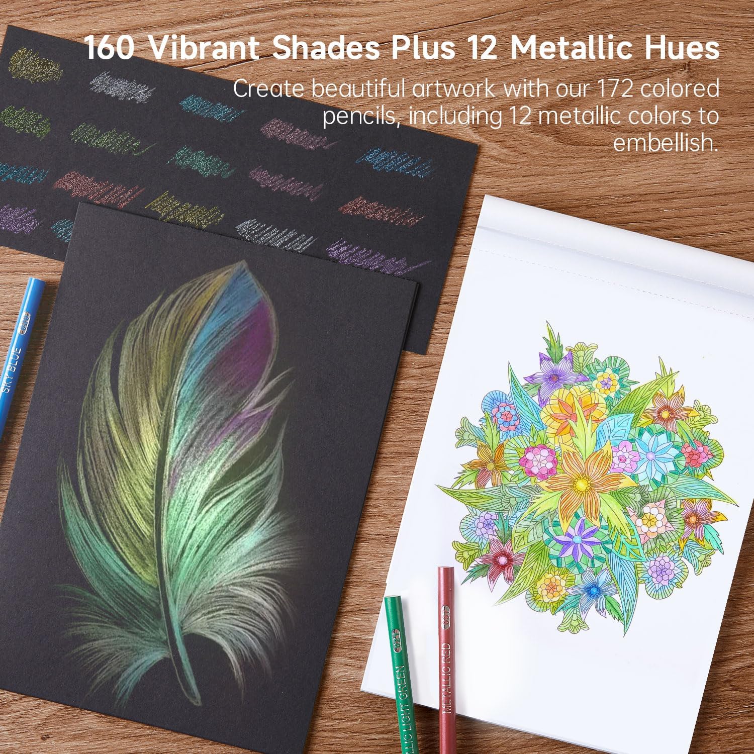 Shuttle Art Colored Pencils, Soft Core, 172 Count Set photo 4