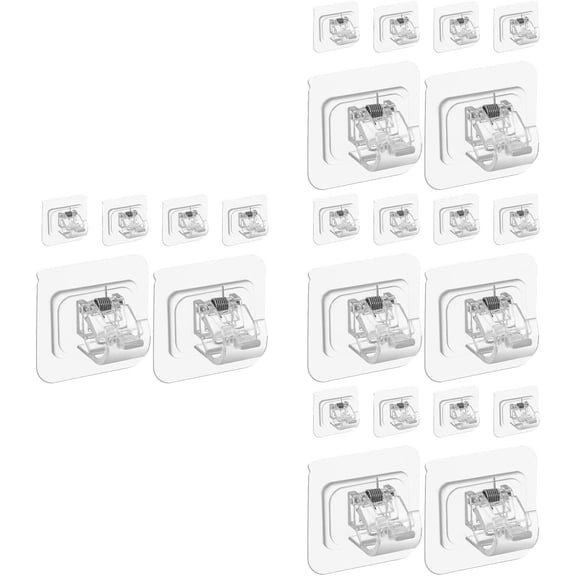 24 pcs Supports Bathroom Roman Holders Bar Hooks No Hangers Kitchen Towel for Brackets Holder Nail Mount Free Wall Clips Adhesive Shade Plastic Curtain Hanger Drapery Transparent