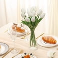 thumbnail image 2 of Tripumer 20 White Artificial Tulips Silk Flowers PU Real Touch Fake Flowers 13.5inch Artificial Decorations Fake Tulips for Wedding Party Office Home Kitchen Decoration, 2 of 9