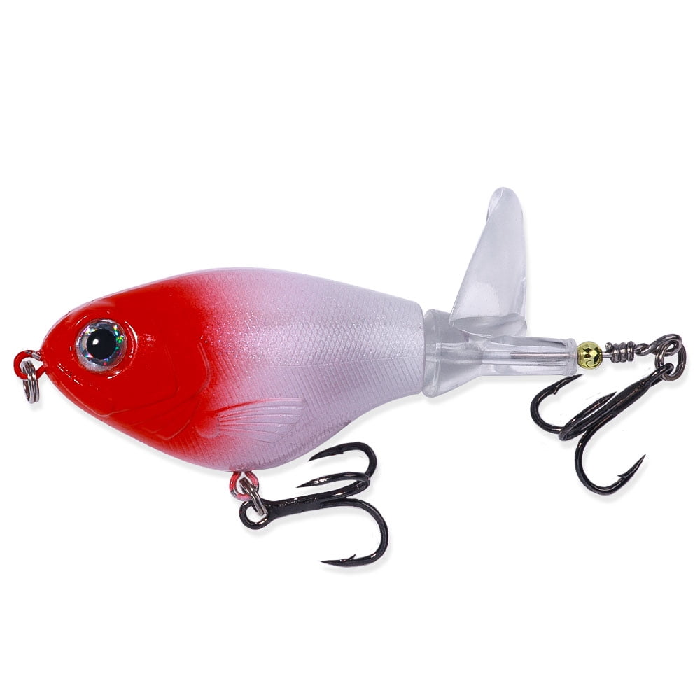 HENGJIA 6PCS Topwater Fishing Lures Bass Baits and Lures, Top Water Bass Lures with Rotating Tail, Top Water Floating Pencil Plopper Lures Freshwater or Saltwater
