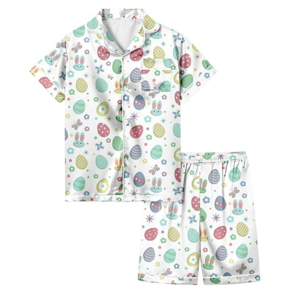 Luvoko Child Pajamas Children Easter Casual Comfortable And Stylish Short Sleeved Sleepwear Set New Born Baby Girls Items Little Girl Short Outfits Baby Arrival Outfit Girl New Baby Clothes Girl Girl