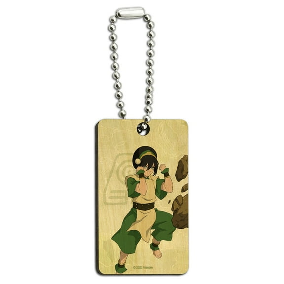 Avatar The Last Airbender Toph Wood Wooden Rectangle Keychain Key Ring