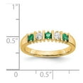 thumbnail image 2 of Solid 14k Yellow Gold Diamond Emerald Green May Gemstone Wedding Band Ring Size 7 (.2 cttw.), 2 of 3