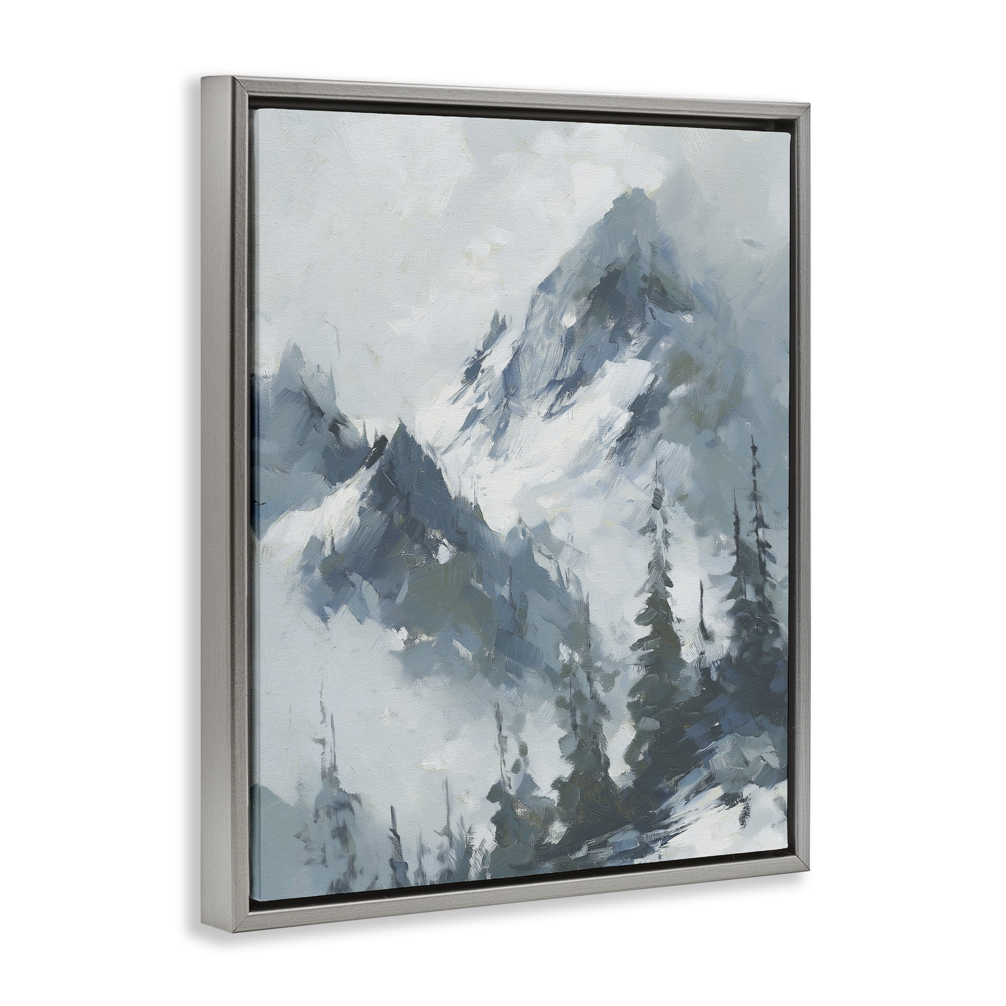 Stupell Industries Frozen Majesty Mountains Gray Framed Floater Canvas Wall Art, design by Svetlana Aleynikova