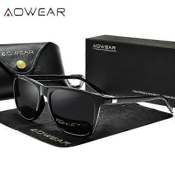 Aowear Hd Night Vision Glasses Adultaluminium Yellow Lens Sunglasses Adultpolarized Night Safe Driving Goggles Oculos Gafas De Sol