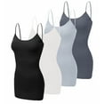 thumbnail image 2 of SAYFUT 4 Pack Mixed Colors, Women Long Camisole Tank Tops Blend Fit Basic Cami Top W/ Straps, 2 of 7