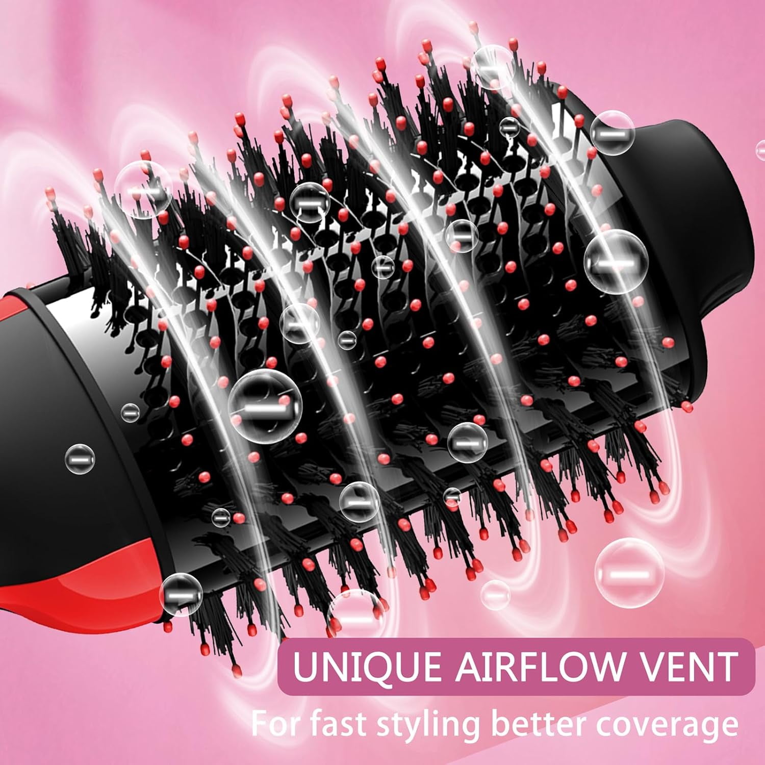 Dual Voltage Hair Dryer Brush with European Plug, Blow Dryer Brush for European Travel, 110V-120V/220V-240V Hot Air Brush and Styler Volumizer with Negative Ion Anti-frizz