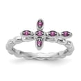 thumbnail image 2 of Auriga Fine Jewelry 925 Sterling Silver Rhodium-plated Created Ruby Cross Ring for Women Size- 8, 2 of 6