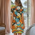 thumbnail image 2 of FKELYI Women's Nightgown Short Sleeve Pajama Dress Skin-Friendly Sleepwear Dress Groovy Hippie Daisy Flower Print Button Down Sleep Shirts Breathable Boyfriend Nightdress, S, 2 of 6