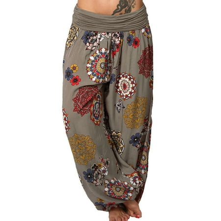 

Frontwalk Women Plus Size Harem Pants Bohemian Lounge Pants Hippie Floral Print Wide Leg Joggers Pajamas Pants