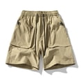 thumbnail image 4 of Big & Tall Men's Cargo Shorts Quick Dry 8" Inseam Knee Length Elastic Waist Drawstring Utility Short Pants with Zipper Pockets for Outdoor Hiking Fishing Golf, 4 of 5