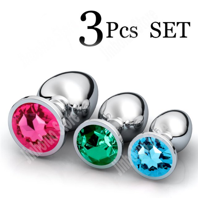 Masajeador Anal suave para mujer, joyería de cristal, tapón Anal, estimulador de corazón, Juguetes sexuales, Consolador de acero inoxidable, 3 unidades por juego