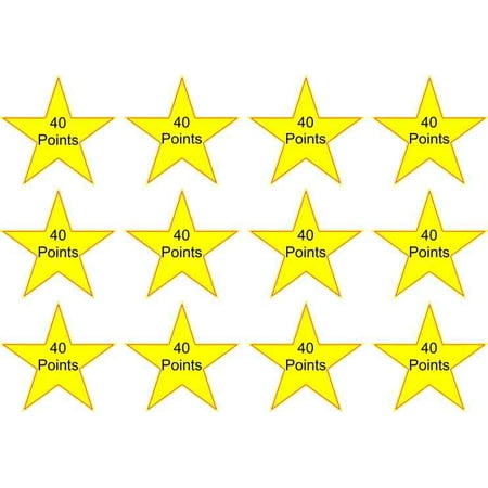 1in X 1in 15x 40 Points Club School Star Stickers Vinyl Reward Sticker