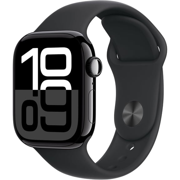 Pre-Owned Apple Watch Series 10 GPS 46mm Aluminum Case with Black Sport Band - M/L - Jet Black (Good)