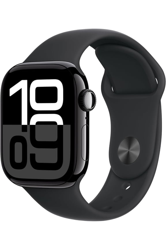 Pre-Owned Apple Watch Series 10 GPS 46mm Aluminum Case with Black Sport Band - M/L - Jet Black (Fair)