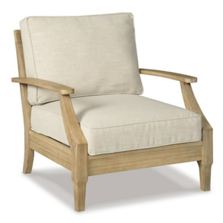 Signature Design by Ashley Clare View Outdoor Eucalyptus Wood Single Cushioned Lounge Chair Beige