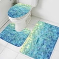 thumbnail image 3 of Turquoise Blue Teal Bath Mat 3 Piece Bathroom Rug Set, Chic Stained Glass Texture Aesthetic Non Slip Bath Rug Contour Mat and Toilet Lid Cover, Absorbent Shower Mats Soft Bath Rugs and Mats Sets, 3 of 8