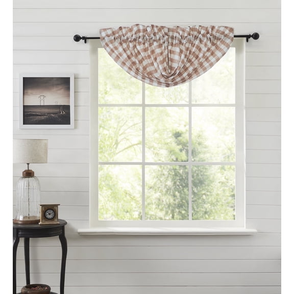 VHC Brands Annie Buffalo Portabella Check Balloon Valance 15x60