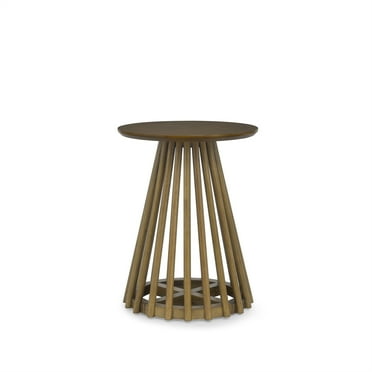 15.75 in. Walnut Brown Round Wood Coffee Table