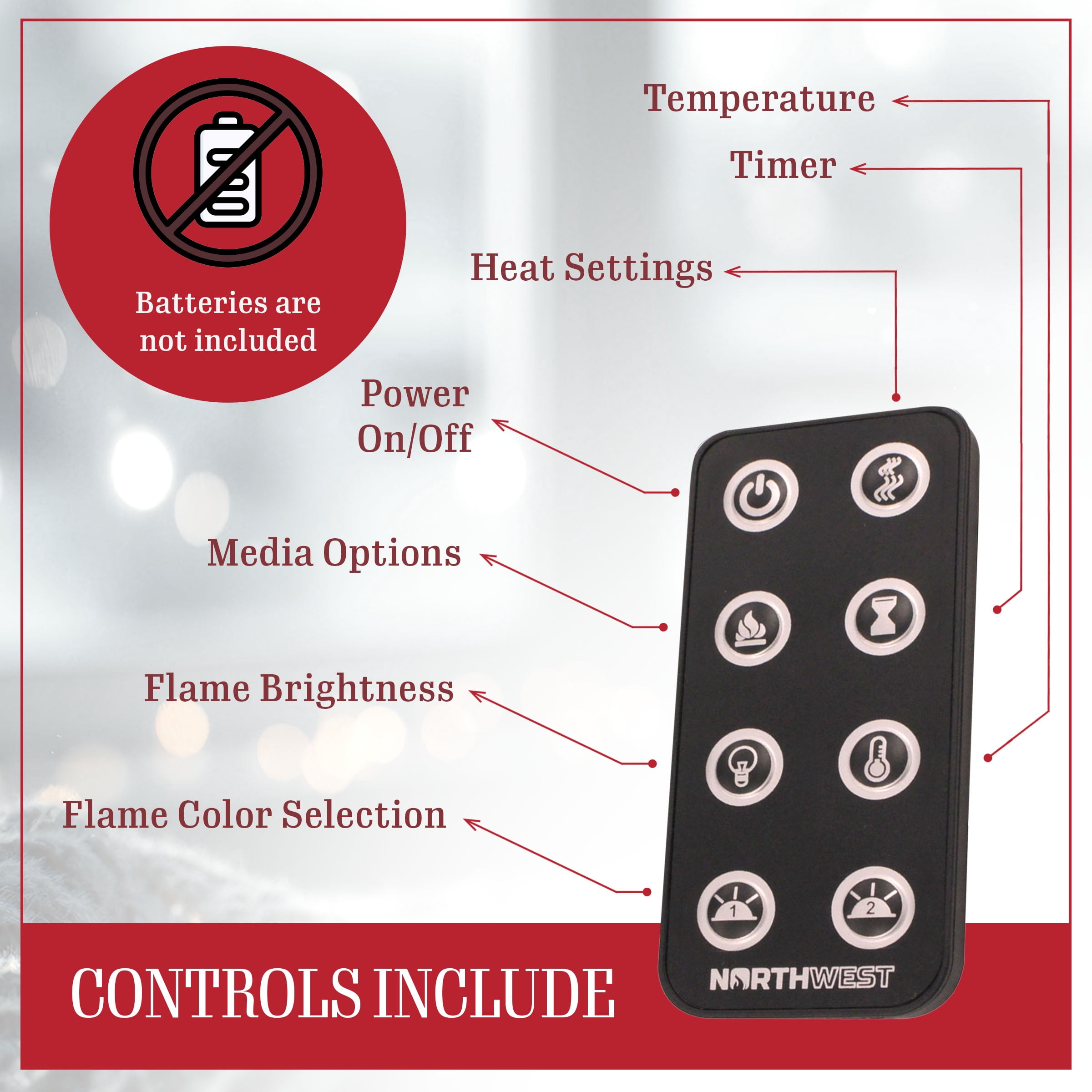 Somerset Home 72-inch Wall Mount Electric Fireplace with Remote Control (Black)