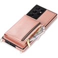 thumbnail image 5 of case for Samsung Galaxy S21 Ultra Women Wallet Case,Adjustable Crossbody Zipper Cover with Card Holder Slot Neck Strap Lanyard Purse Shoulder Strap Purse Case for Samsung Galaxy S21 Ultra FK Rose Gold, 5 of 7