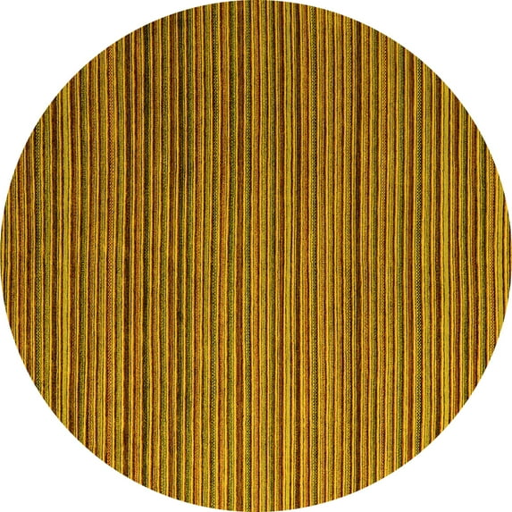 Ahgly Company Indoor Round Abstract Yellow Modern Area Rugs, 6' Round