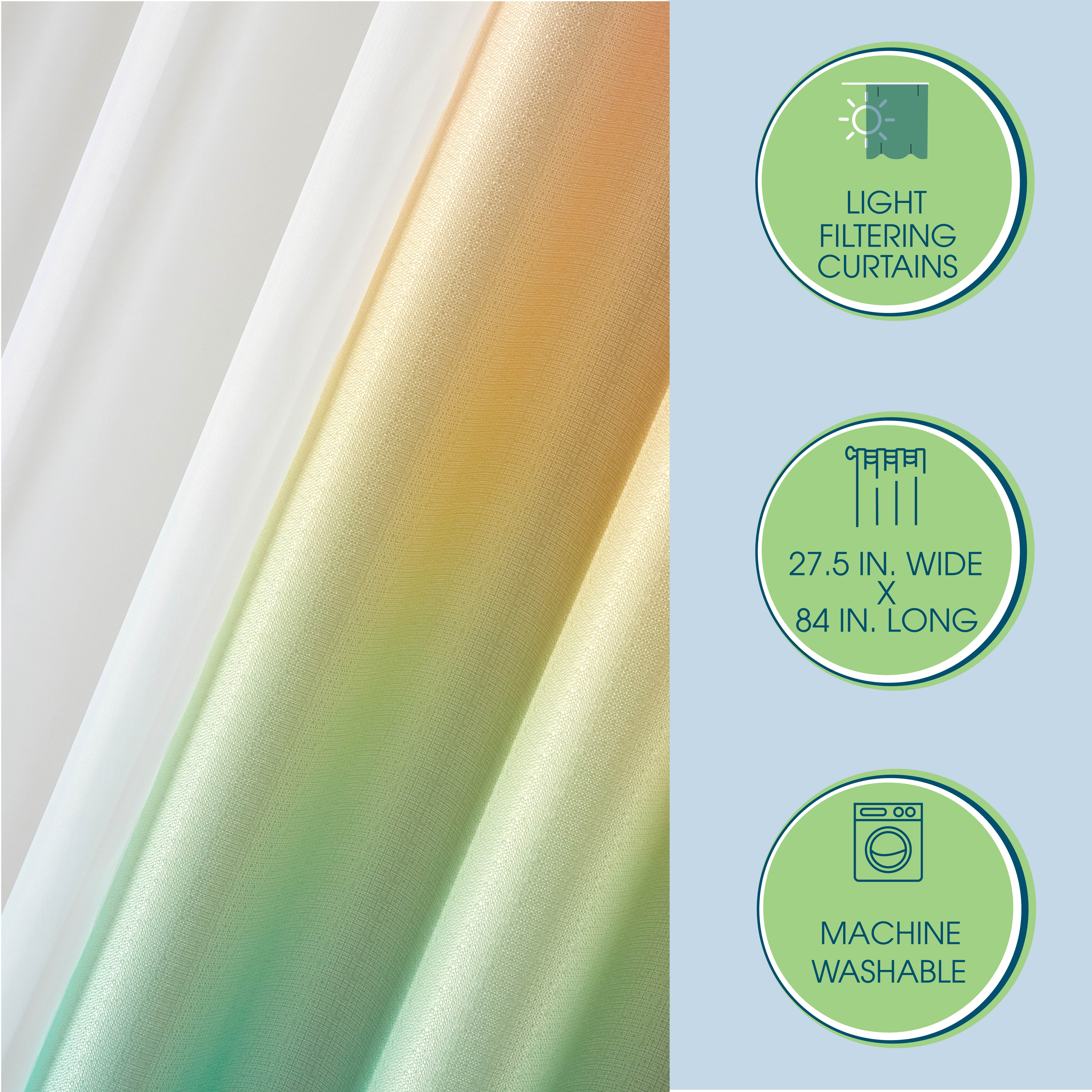 Your Zone Curtain and Sheers Panel Set, 4-Piece, Ombre, 27.5" W x 84" L