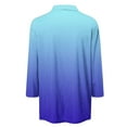 thumbnail image 5 of Htigea Shirts for Women 3/4 Sleeve Summer Tops Lapel Solid Color Business Casual Collared Shirts Dressy Blouses Blue,M, 5 of 5