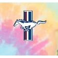 thumbnail image 2 of Womens "Mustang GT Legend Lives Crest" Tie Dye Tee - Pastel Rainbow, Small, 2 of 5