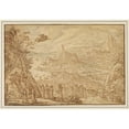 thumbnail image 2 of Tobias Verhaecht 14x11 Gold Ornate Wood Frame and Double Matted Museum Art Print Titled - An Extensive Estuary Landscape with the Story of Mercury and Herse (1610), 2 of 4