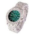 thumbnail image 2 of Bling'ed Out Money Moves with This Rollie Look - Unique Marbleized Abstract Design Color Dial - Men's Watch - ST10327 RN (ST10236 Marble Green Silver), 2 of 3