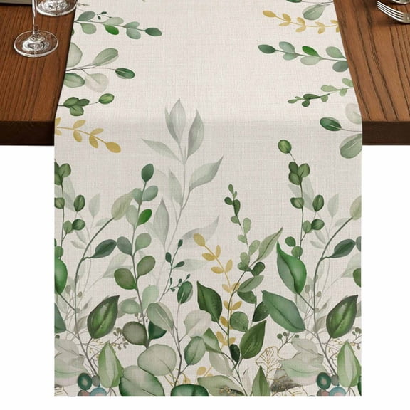 Table Runners 72 Inches Long Dress Scarves, Sage Green Eucalyptus Farmhouse Kitchen/Dining Table Runner, Coffee Tablerunners, Farmhouse Weeping Leaves Linen 16x72 Inch