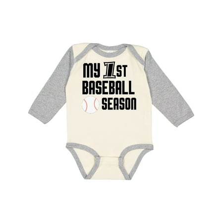 

Inktastic my 1st baseball season Gift Baby Boy Long Sleeve Bodysuit