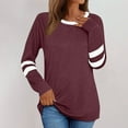 thumbnail image 2 of Lenpel Women's Long Sleeve Tops Casual Crew Neck Color Block Basic Tunic Shirts Spring Fall Fashion Outfits, 2 of 6