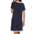 thumbnail image 4 of Womens Nightgown Sleepwear Pajamas - Women Short Sleeve Round Neck Sleep Dress Nightshirt,Navy Blue,S, 4 of 6